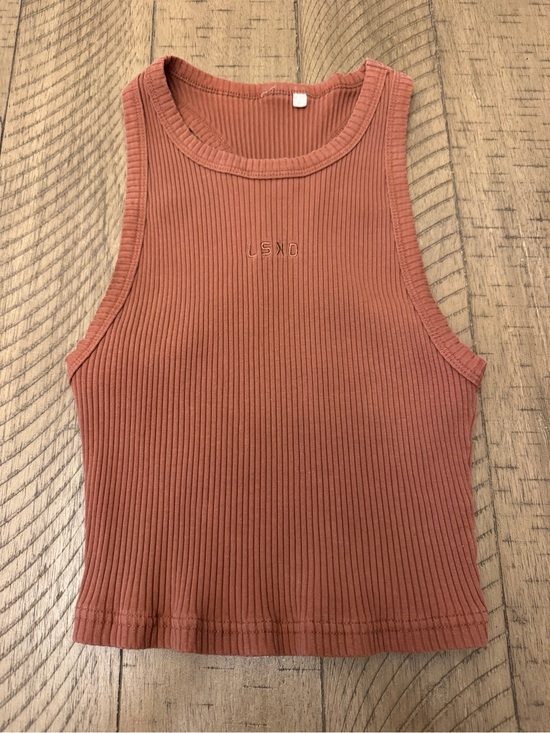 Lskd Tops - LSKD Ribbed Crop Tank Top in Terracotta